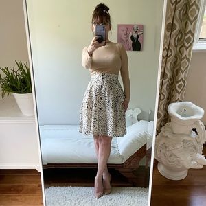 FAMILY AFFAIRS CHEETAH PRINT FULL SKIRT BUTTON FRONT HIGH WAIST POCKETS